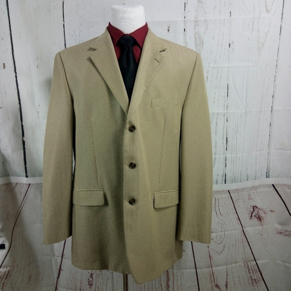 Chaps 46L Tan Herringbone Suit Blazer Sports Coat